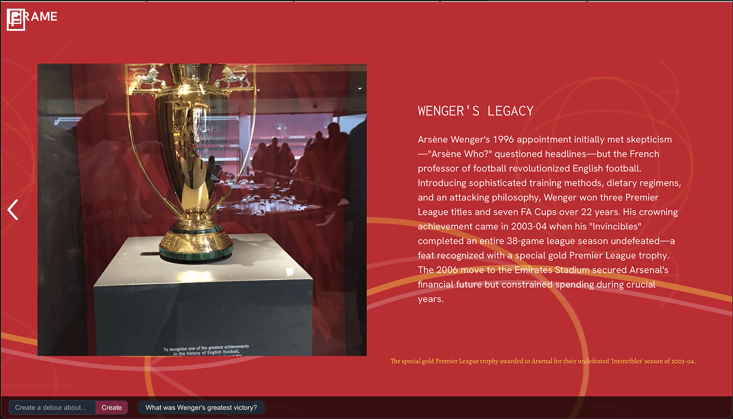 FrameLabs interface showing first view